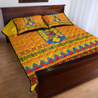 Romania Merry Christmas Quilt Bed Set Romania Emblem Traditional Folk Art - Wonder Print Shop