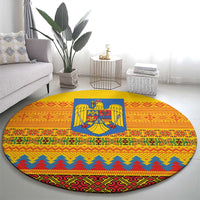 Romania Merry Christmas Round Carpet Romania Emblem Traditional Folk Art - Wonder Print Shop