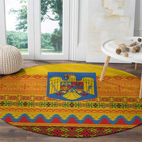 Romania Merry Christmas Round Carpet Romania Emblem Traditional Folk Art - Wonder Print Shop