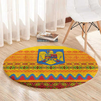 Romania Merry Christmas Round Carpet Romania Emblem Traditional Folk Art - Wonder Print Shop