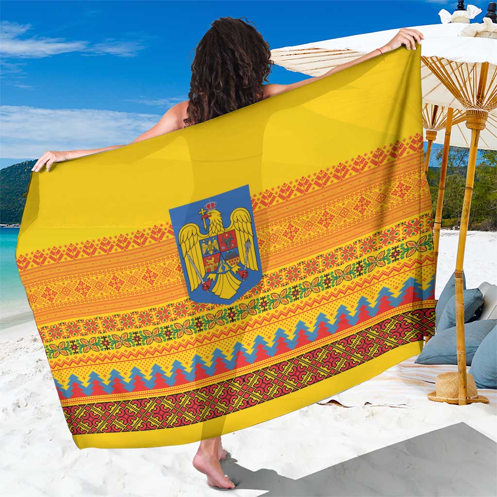 Romania Merry Christmas Sarong Romania Emblem Traditional Folk Art - Wonder Print Shop