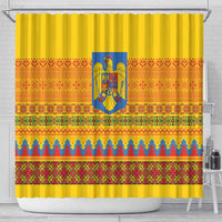 Romania Merry Christmas Shower Curtain Romania Emblem Traditional Folk Art - Wonder Print Shop