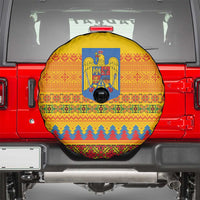 Romania Merry Christmas Spare Tire Cover Romania Emblem Traditional Folk Art - Wonder Print Shop