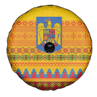 Romania Merry Christmas Spare Tire Cover Romania Emblem Traditional Folk Art - Wonder Print Shop