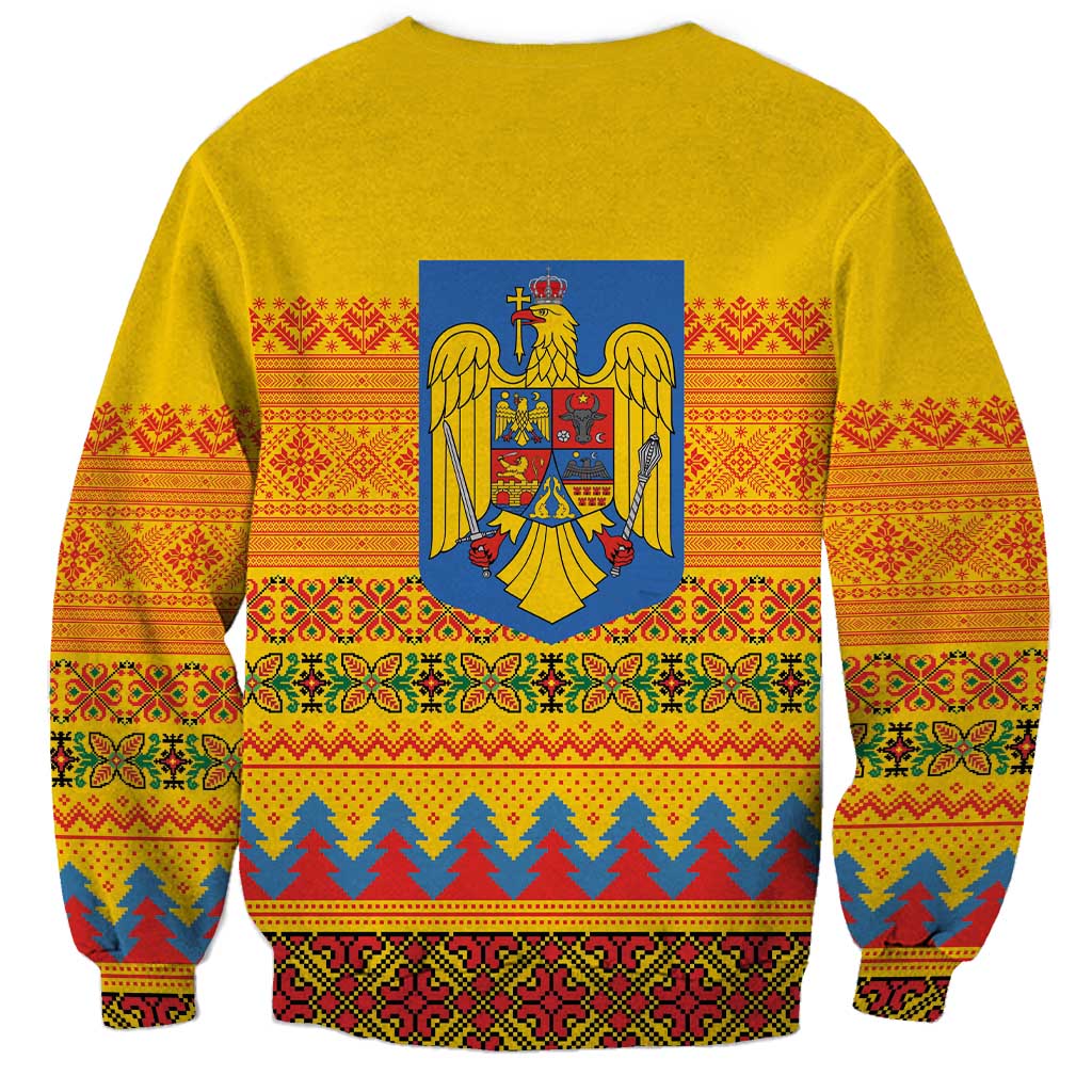 Romania Merry Christmas Sweatshirt Romania Emblem Traditional Folk Art - Wonder Print Shop