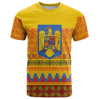 Romania Merry Christmas T Shirt Romania Emblem Traditional Folk Art - Wonder Print Shop