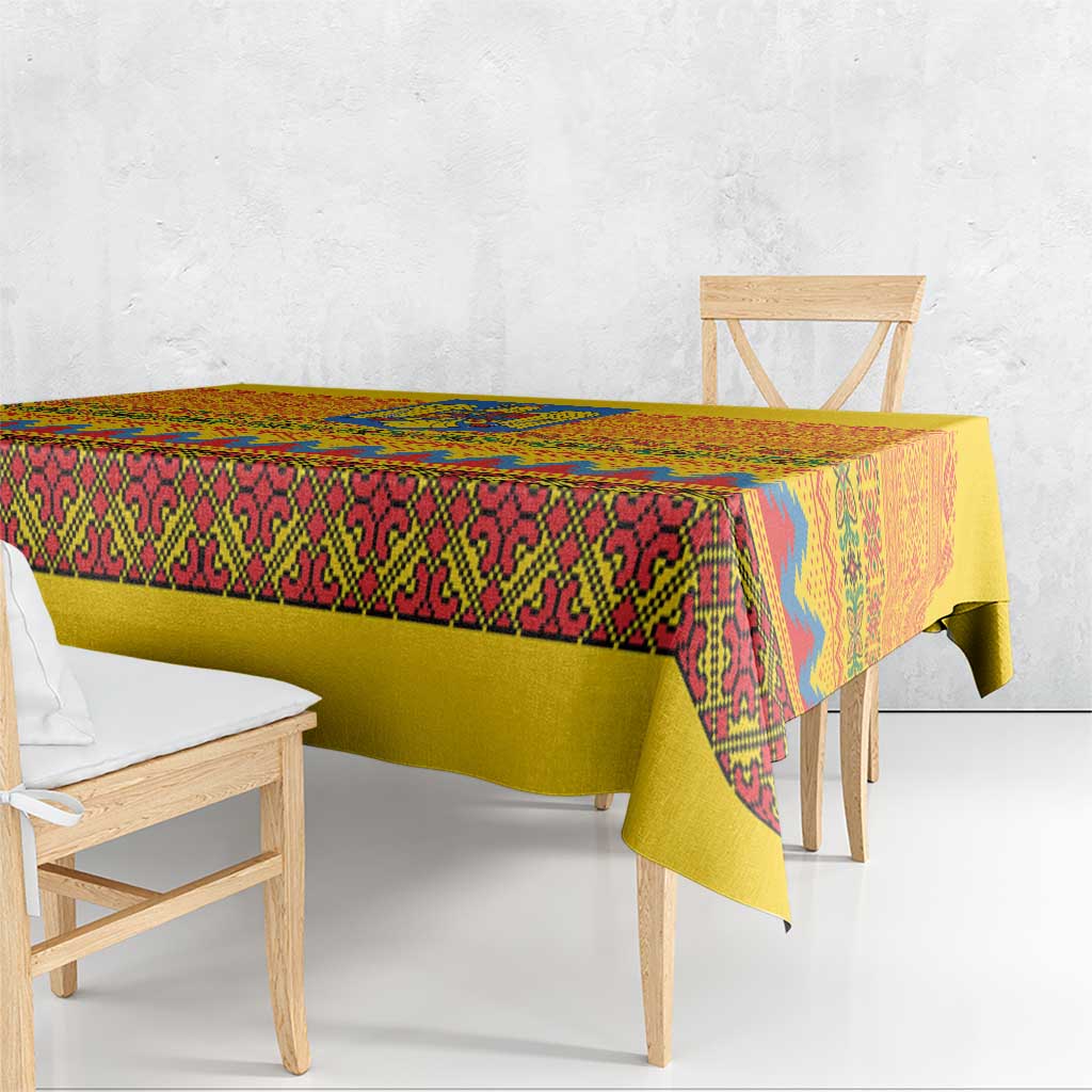 Romania Merry Christmas Tablecloth Romania Emblem Traditional Folk Art - Wonder Print Shop