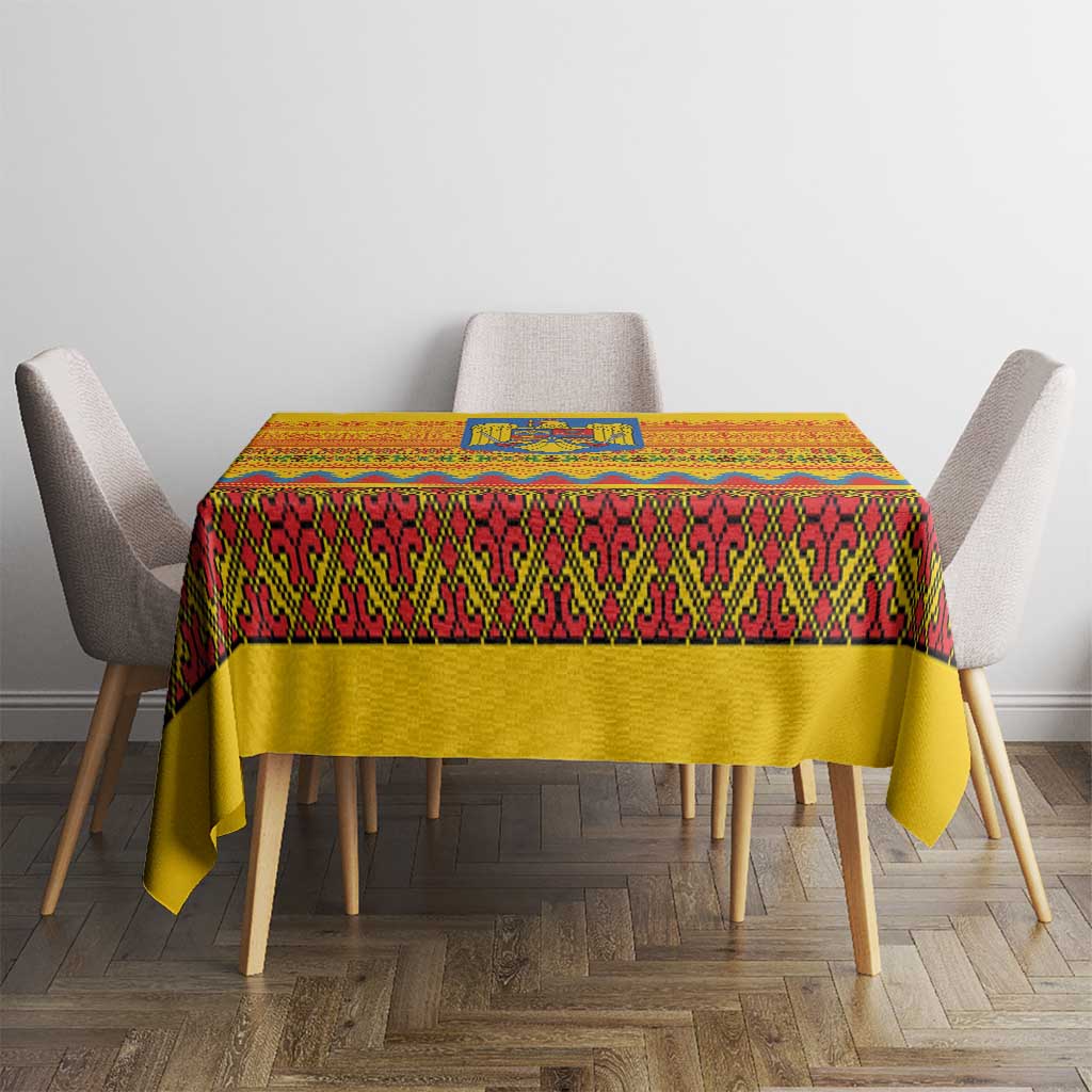 Romania Merry Christmas Tablecloth Romania Emblem Traditional Folk Art - Wonder Print Shop