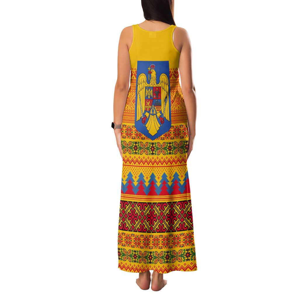 Romania Merry Christmas Tank Maxi Dress Romania Emblem Traditional Folk Art - Wonder Print Shop