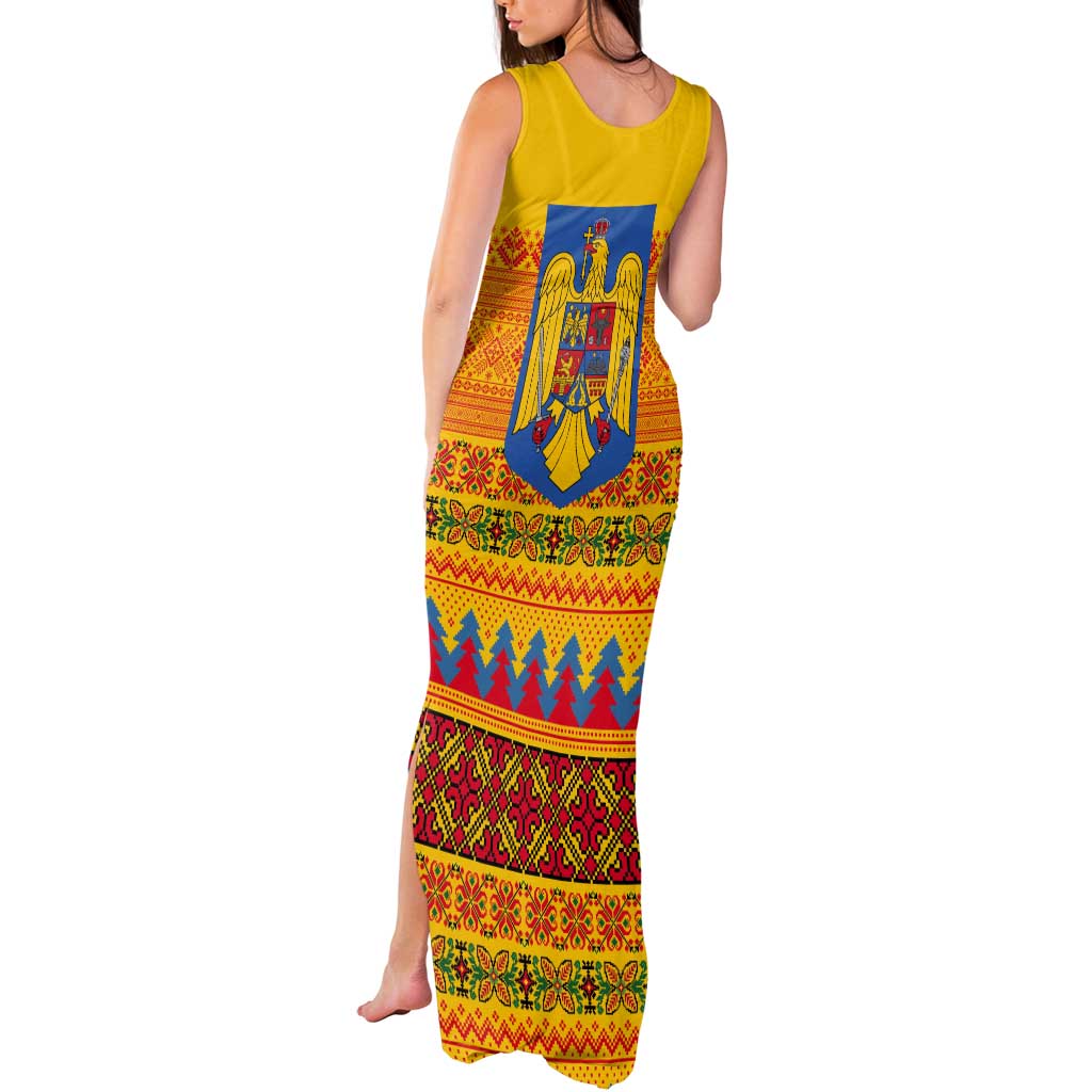 Romania Merry Christmas Tank Maxi Dress Romania Emblem Traditional Folk Art - Wonder Print Shop