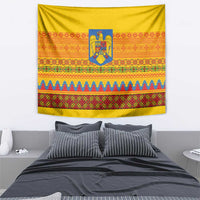 Romania Merry Christmas Tapestry Romania Emblem Traditional Folk Art - Wonder Print Shop