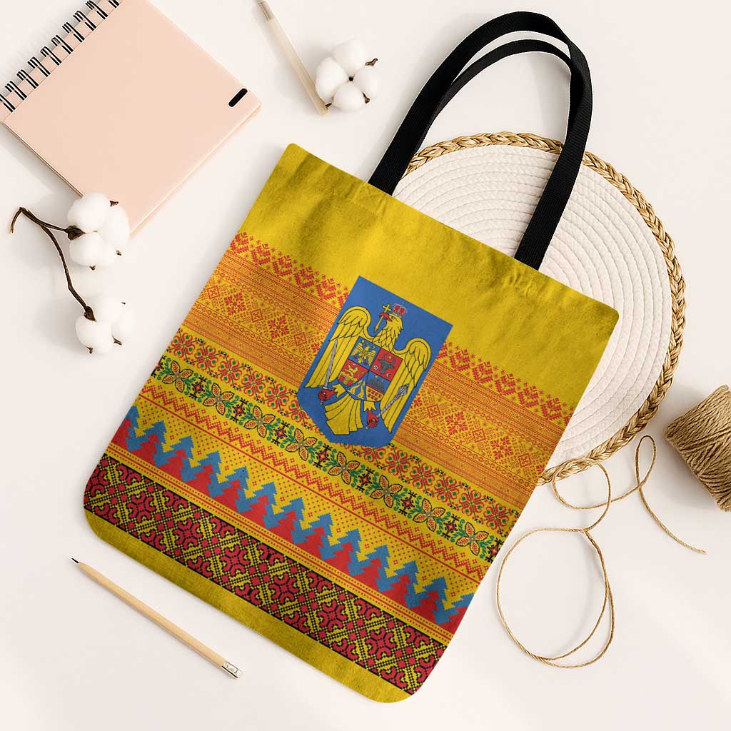Romania Merry Christmas Tote Bag Romania Emblem Traditional Folk Art - Wonder Print Shop