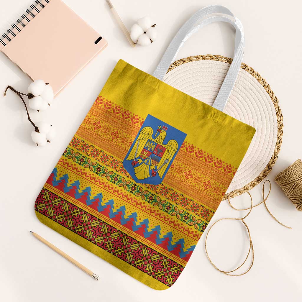 Romania Merry Christmas Tote Bag Romania Emblem Traditional Folk Art - Wonder Print Shop