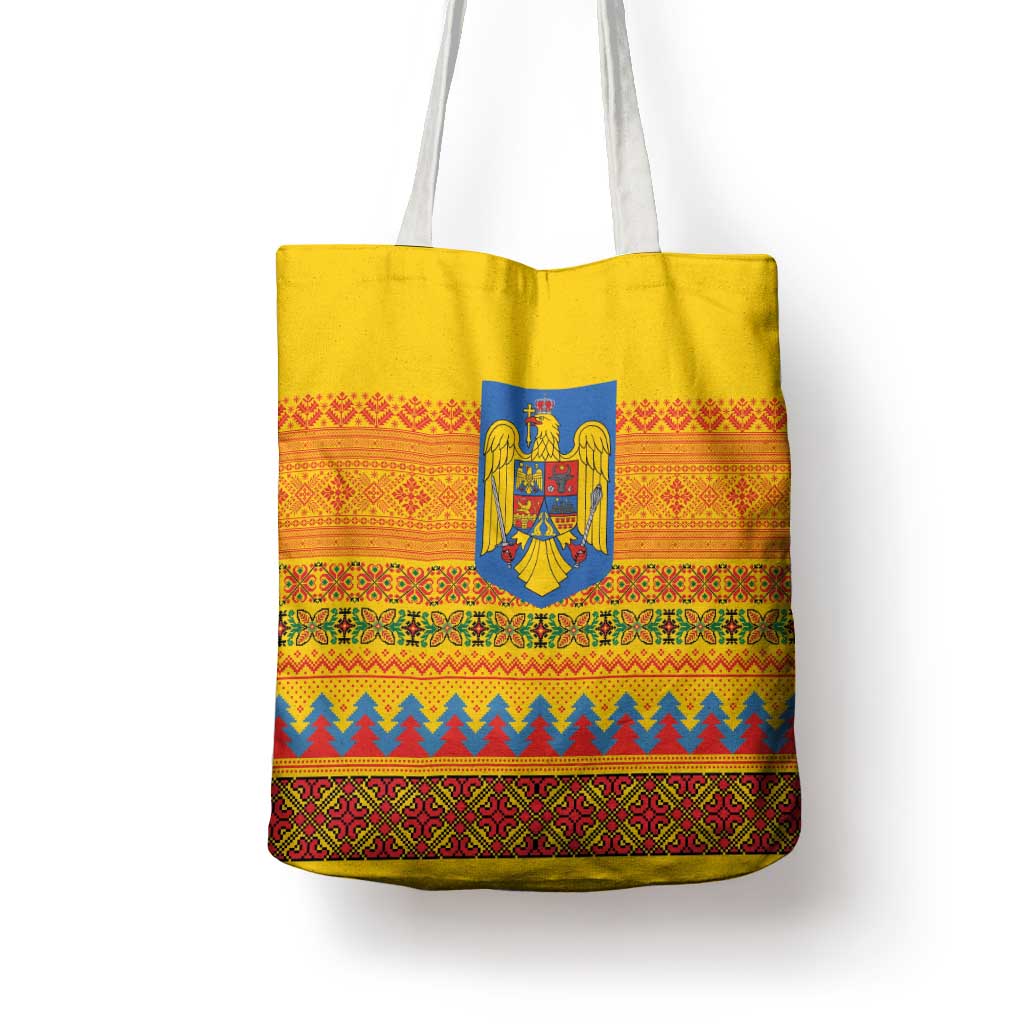 Romania Merry Christmas Tote Bag Romania Emblem Traditional Folk Art - Wonder Print Shop