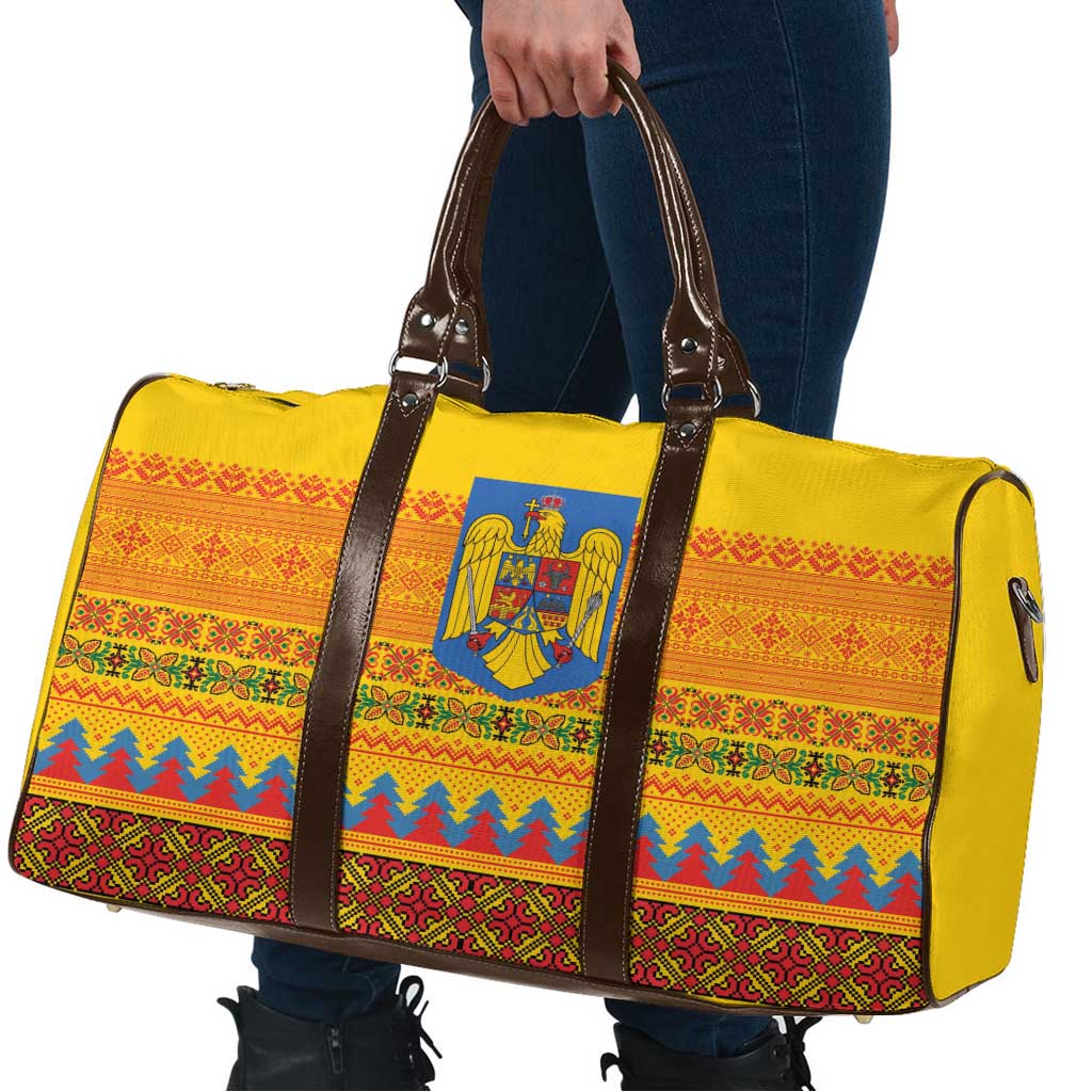 Romania Merry Christmas Travel Bag Romania Emblem Traditional Folk Art - Wonder Print Shop