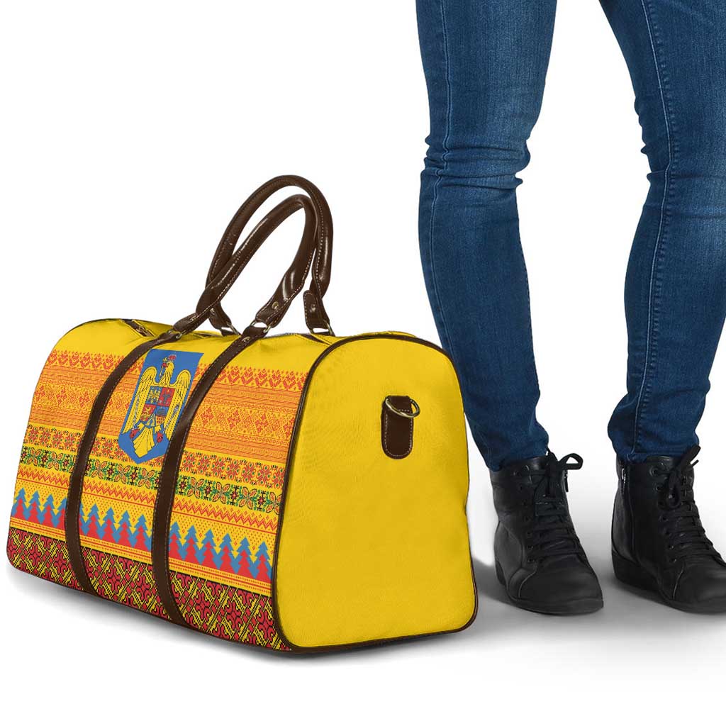 Romania Merry Christmas Travel Bag Romania Emblem Traditional Folk Art - Wonder Print Shop