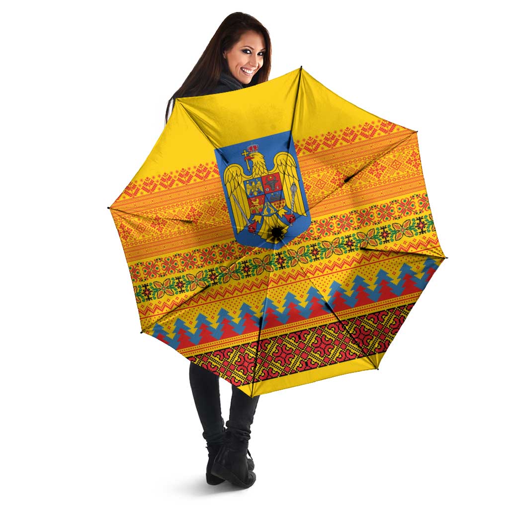 Romania Merry Christmas Umbrella Romania Emblem Traditional Folk Art - Wonder Print Shop