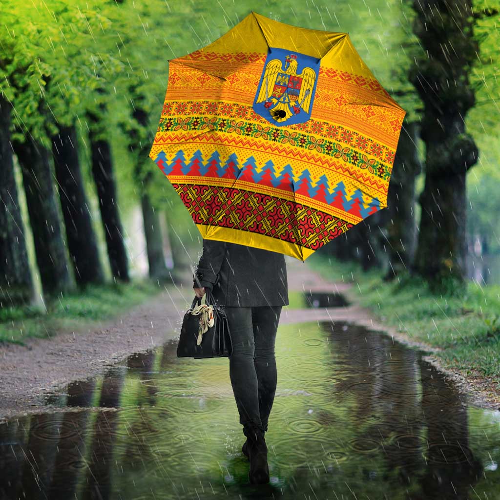 Romania Merry Christmas Umbrella Romania Emblem Traditional Folk Art - Wonder Print Shop