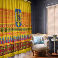 Romania Merry Christmas Window Curtain Romania Emblem Traditional Folk Art - Wonder Print Shop