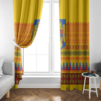 Romania Merry Christmas Window Curtain Romania Emblem Traditional Folk Art - Wonder Print Shop