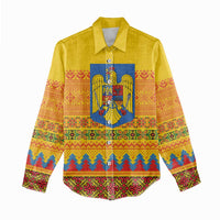 Romania Merry Christmas Women Casual Shirt Romania Emblem Traditional Folk Art - Wonder Print Shop