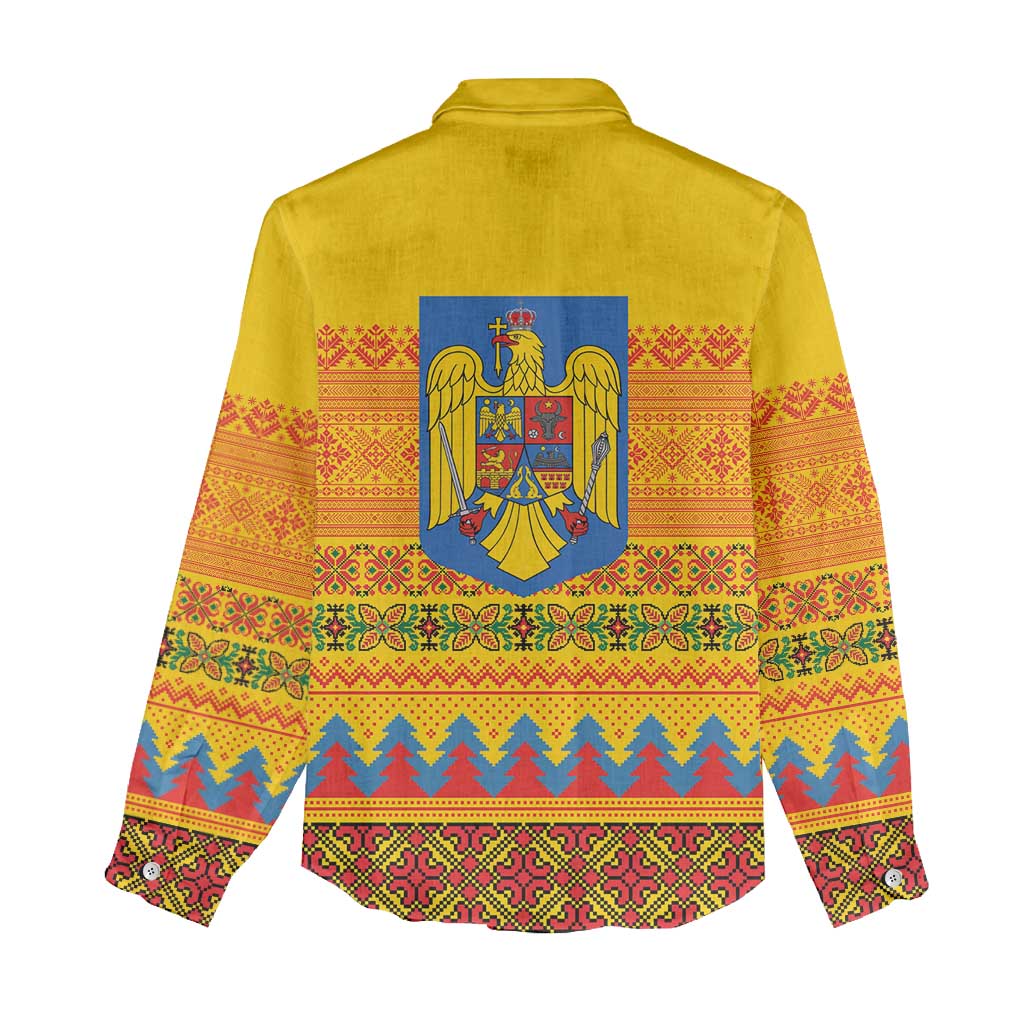 Romania Merry Christmas Women Casual Shirt Romania Emblem Traditional Folk Art - Wonder Print Shop