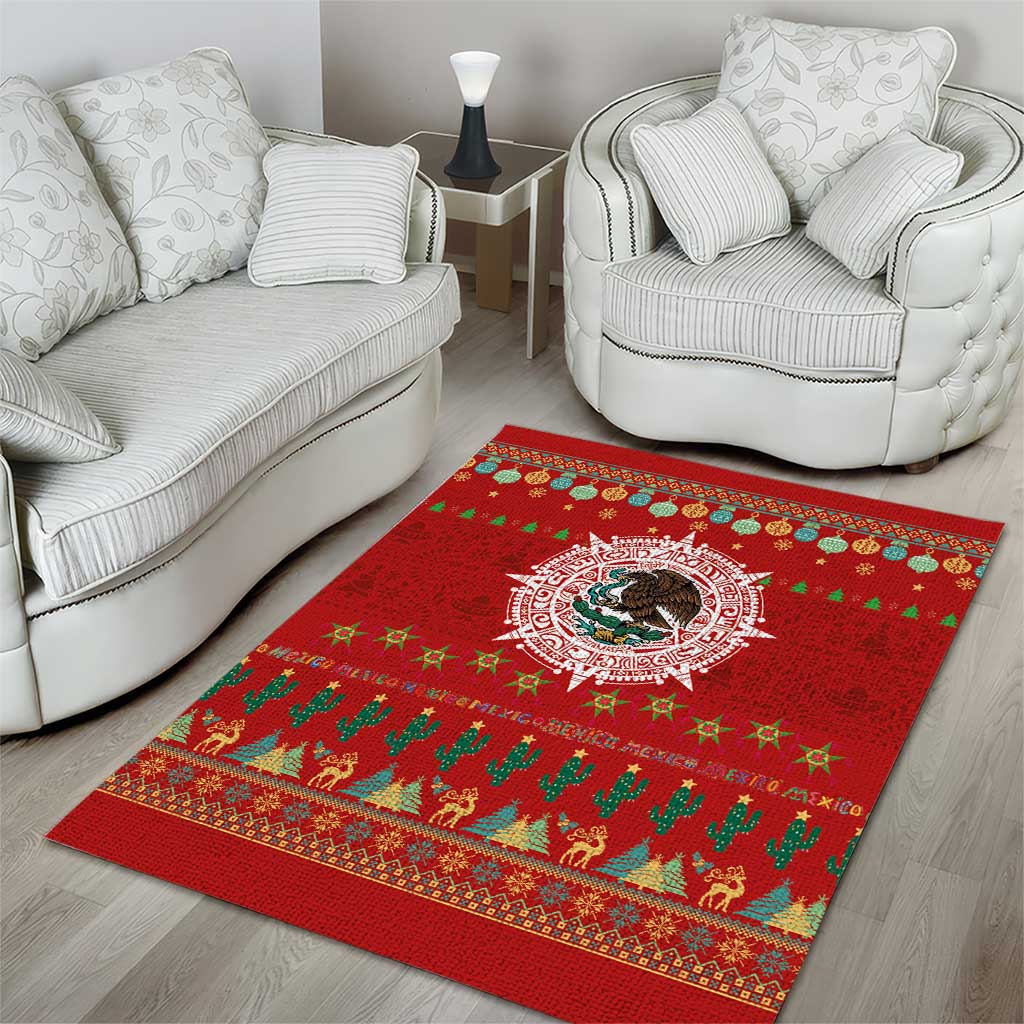 Mexico Merry Christmas Area Rug Mexican Cultural Emblem Xmas Style - Wonder Print Shop