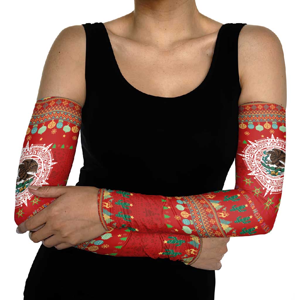 Mexico Merry Christmas Arm Sleeves Mexican Cultural Emblem Xmas Style - Wonder Print Shop