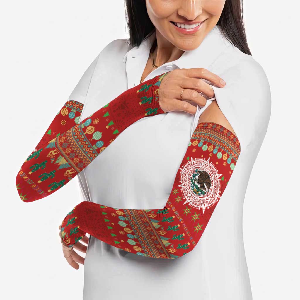 Mexico Merry Christmas Arm Sleeves Mexican Cultural Emblem Xmas Style - Wonder Print Shop