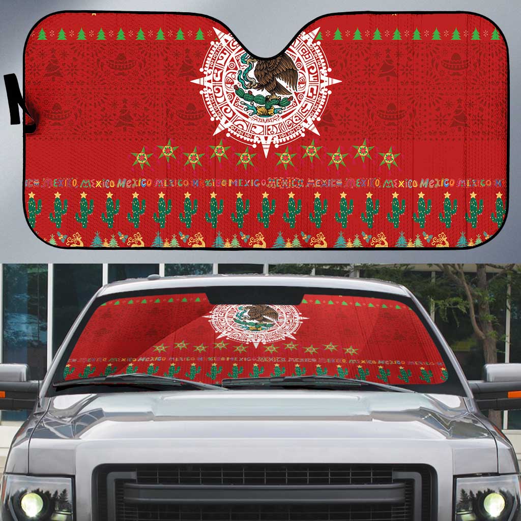 Mexico Merry Christmas Auto Sun Shade Mexican Cultural Emblem Xmas Style - Wonder Print Shop