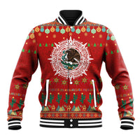 Mexico Merry Christmas Baseball Jacket Mexican Cultural Emblem Xmas Style - Wonder Print Shop
