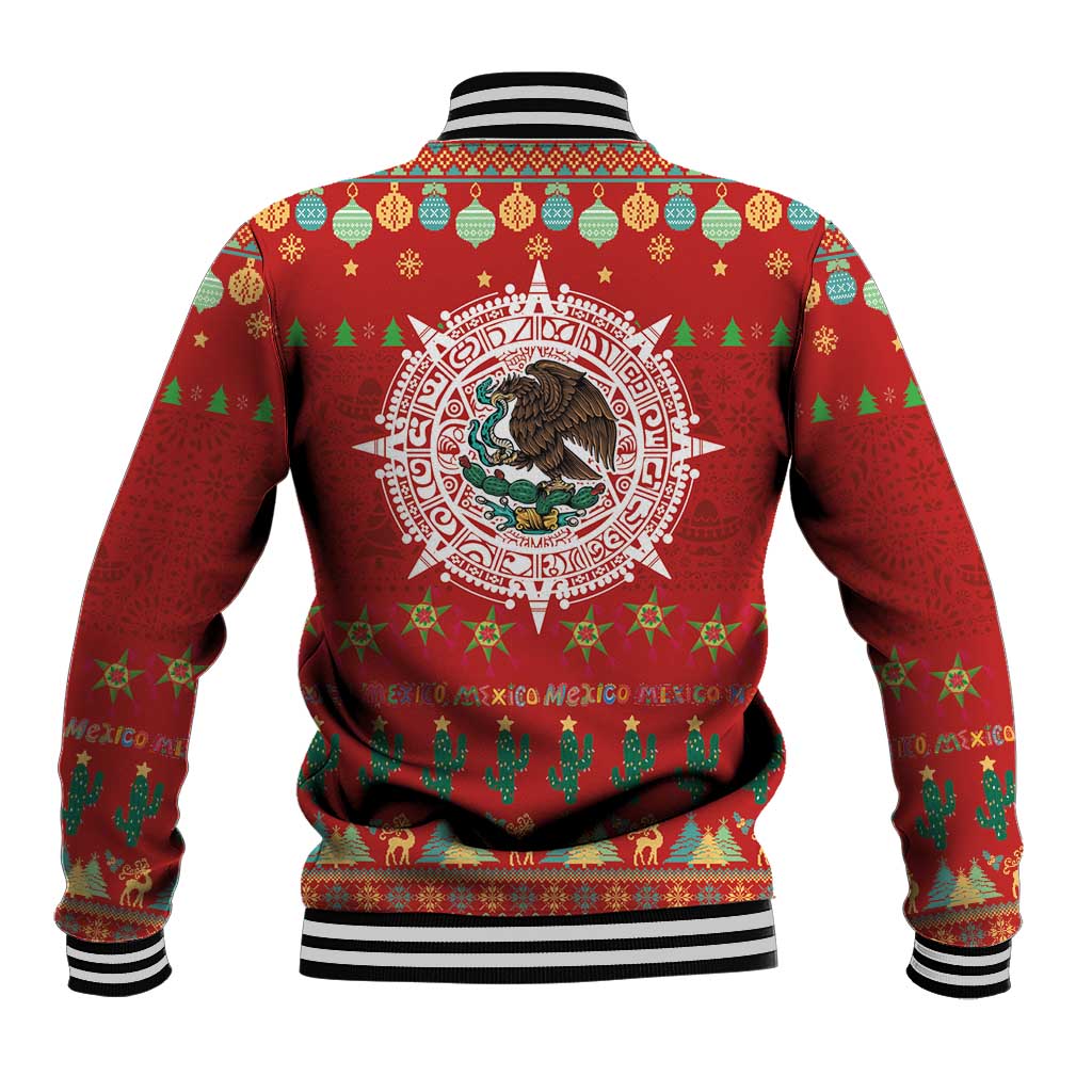 Mexico Merry Christmas Baseball Jacket Mexican Cultural Emblem Xmas Style - Wonder Print Shop