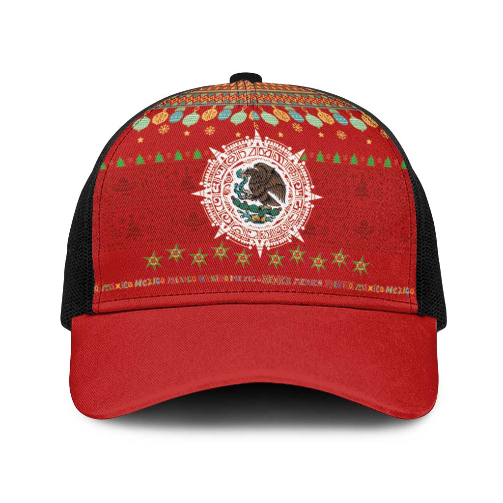 Mexico Merry Christmas Baseball Net Cap Mexican Cultural Emblem Xmas Style - Wonder Print Shop