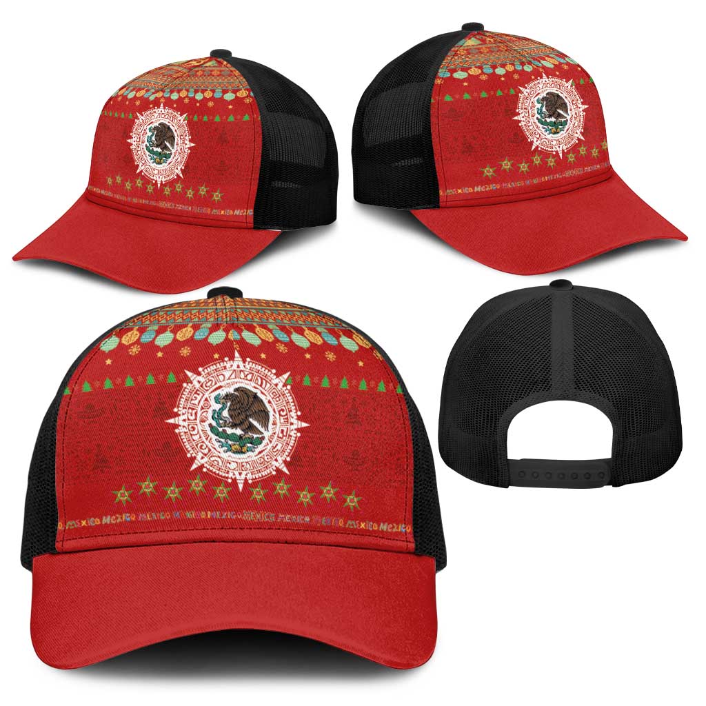 Mexico Merry Christmas Baseball Net Cap Mexican Cultural Emblem Xmas Style - Wonder Print Shop