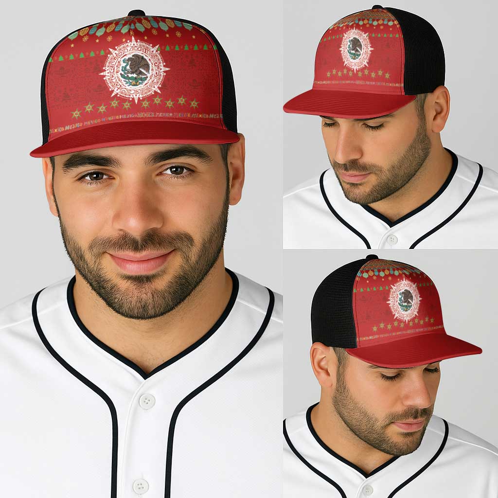 Mexico Merry Christmas Baseball Net Cap Mexican Cultural Emblem Xmas Style - Wonder Print Shop