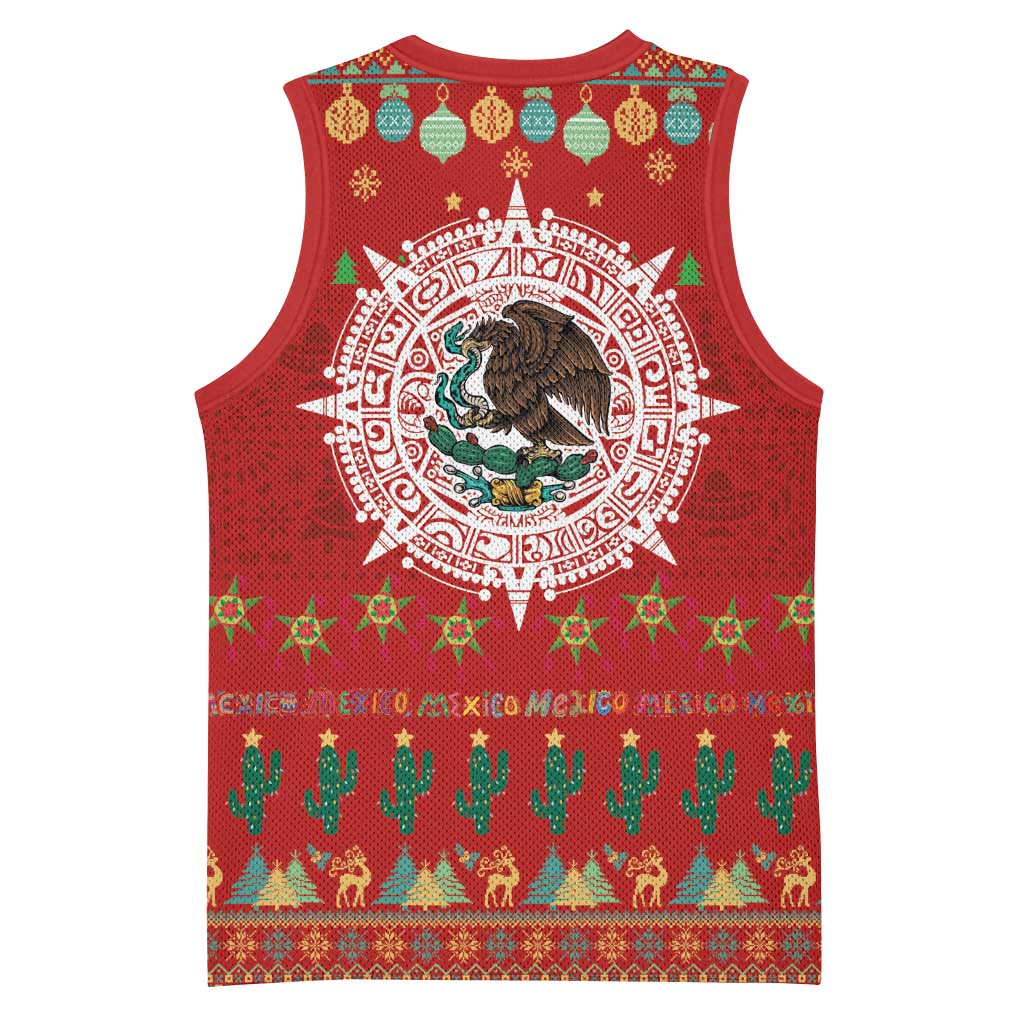 Mexico Merry Christmas Basketball Jersey Mexican Cultural Emblem Xmas Style - Wonder Print Shop