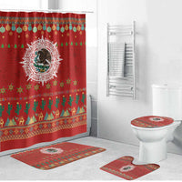 Mexico Merry Christmas Bathroom Set Mexican Cultural Emblem Xmas Style - Wonder Print Shop