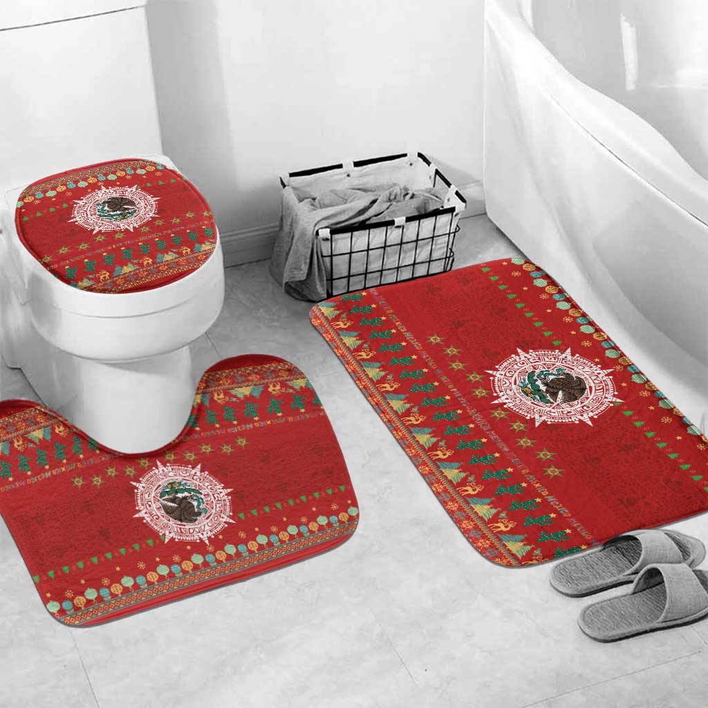 Mexico Merry Christmas Bathroom Set Mexican Cultural Emblem Xmas Style - Wonder Print Shop
