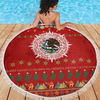 Mexico Merry Christmas Beach Blanket Mexican Cultural Emblem Xmas Style - Wonder Print Shop