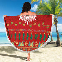 Mexico Merry Christmas Beach Blanket Mexican Cultural Emblem Xmas Style - Wonder Print Shop