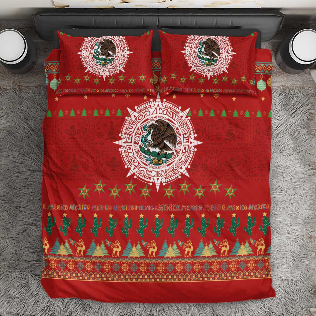 Mexico Merry Christmas Bedding Set Mexican Cultural Emblem Xmas Style - Wonder Print Shop
