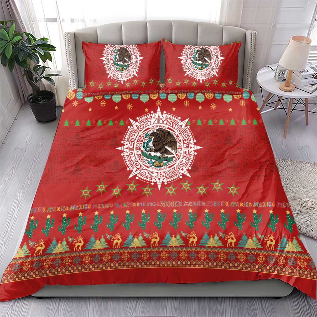Mexico Merry Christmas Bedding Set Mexican Cultural Emblem Xmas Style - Wonder Print Shop