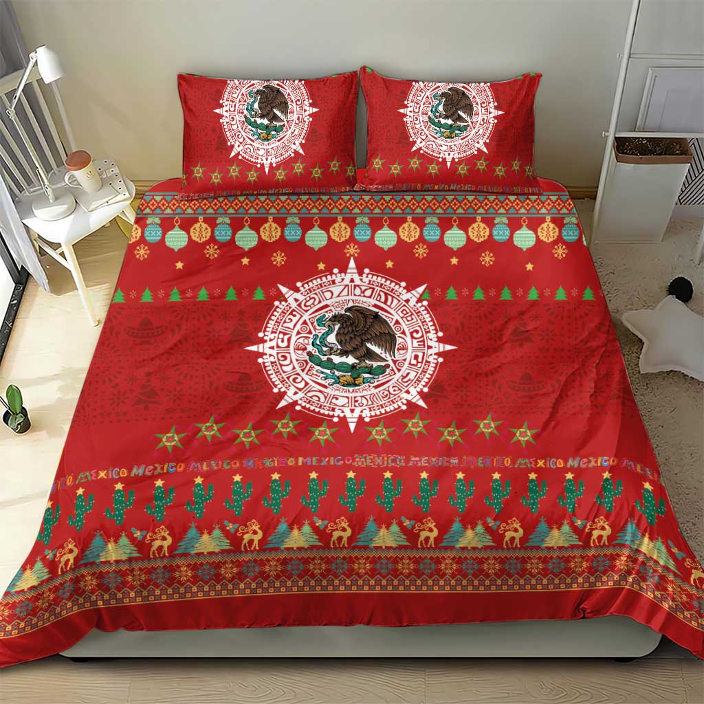 Mexico Merry Christmas Bedding Set Mexican Cultural Emblem Xmas Style - Wonder Print Shop