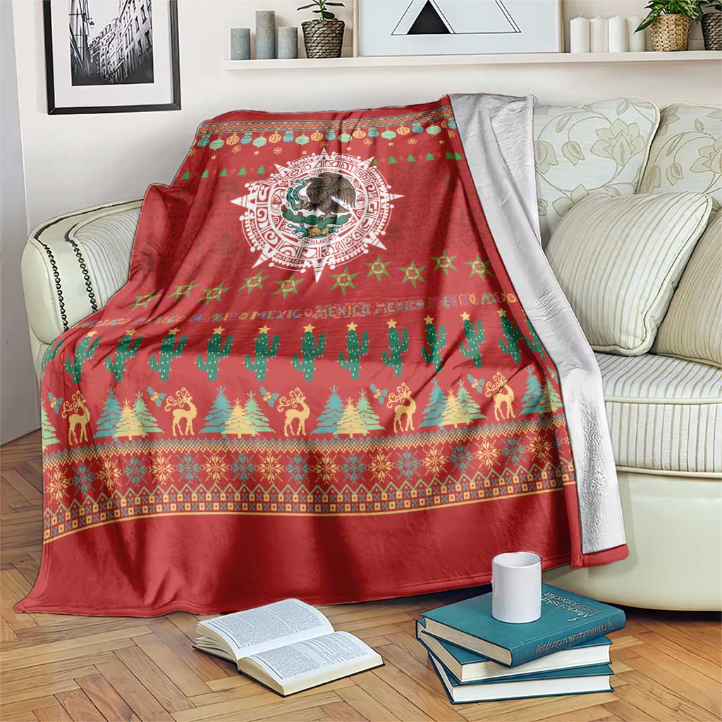 Mexico Merry Christmas Blanket Mexican Cultural Emblem Xmas Style - Wonder Print Shop