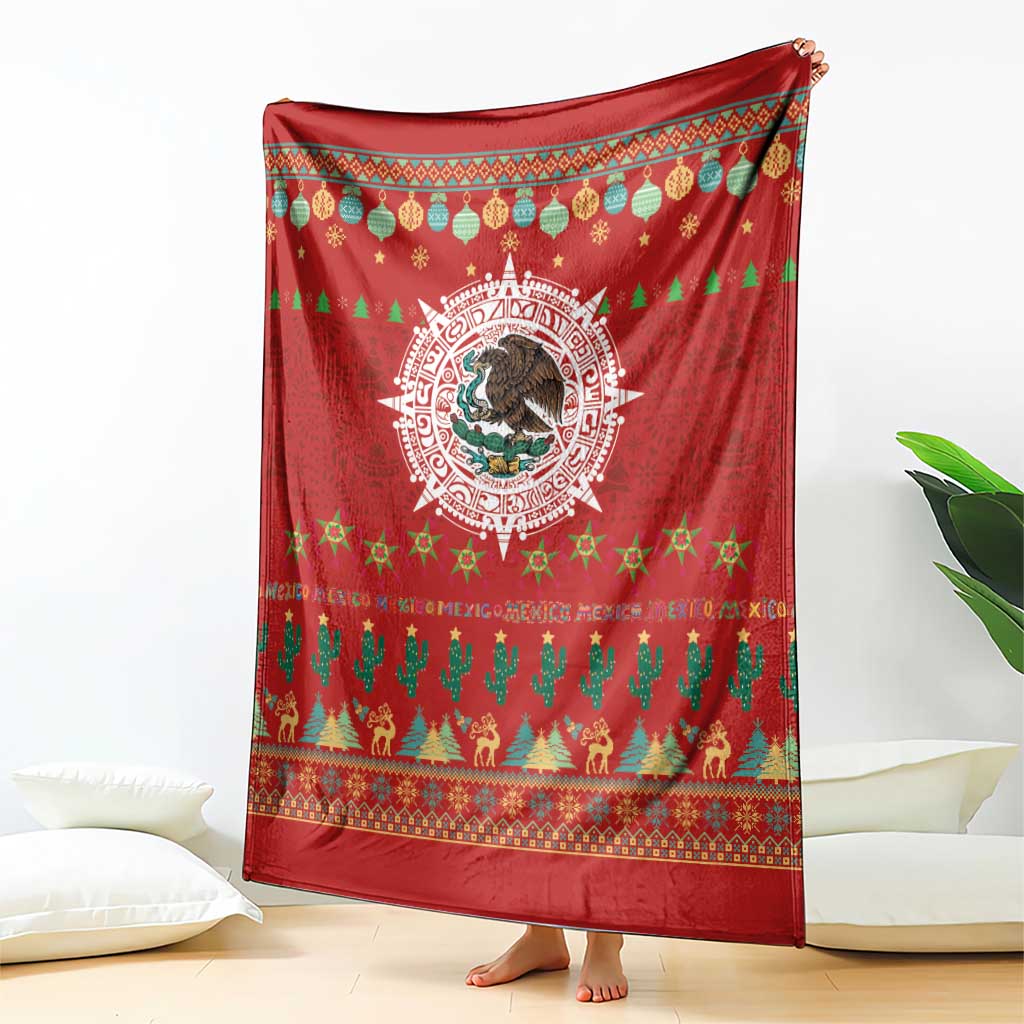 Mexico Merry Christmas Blanket Mexican Cultural Emblem Xmas Style - Wonder Print Shop