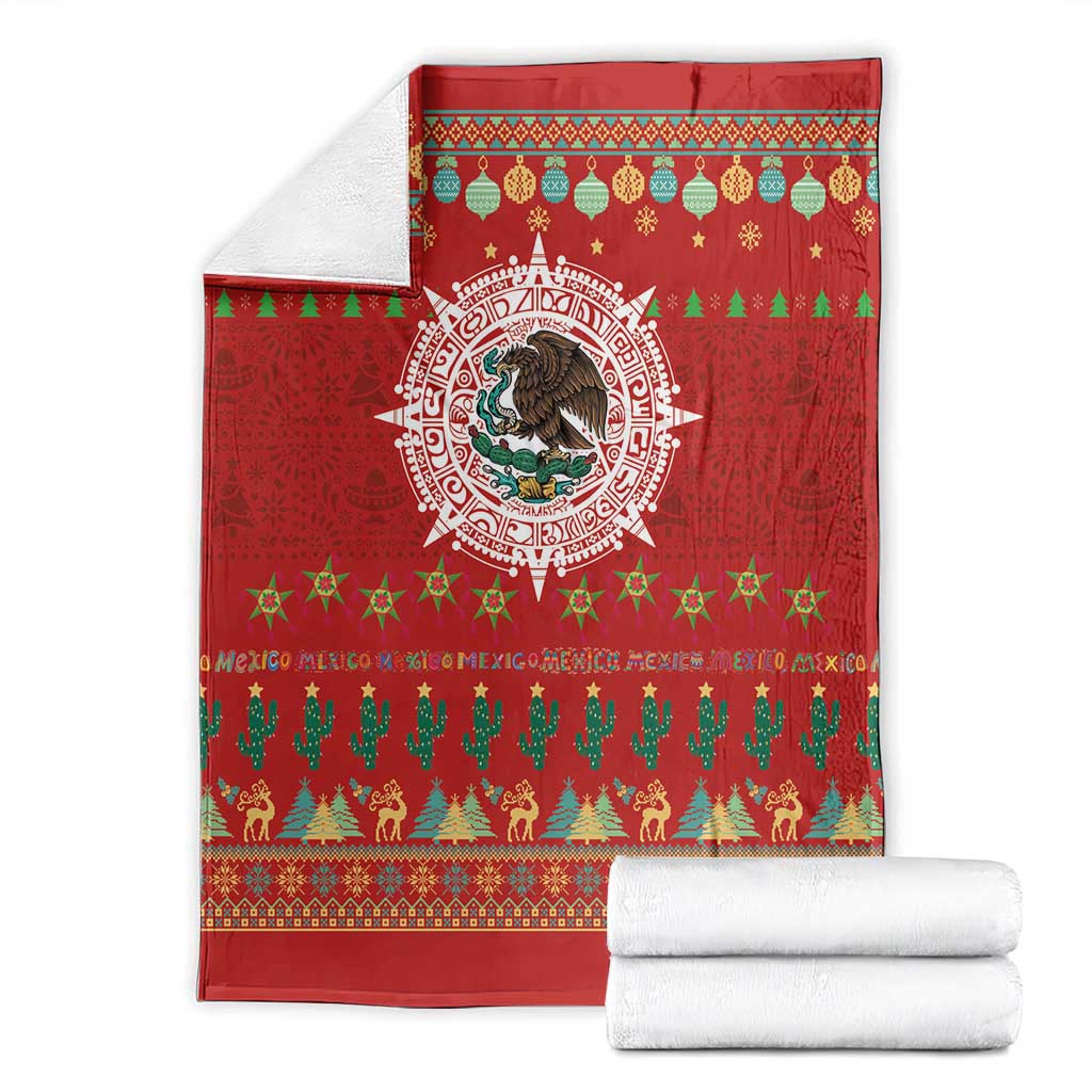 Mexico Merry Christmas Blanket Mexican Cultural Emblem Xmas Style - Wonder Print Shop