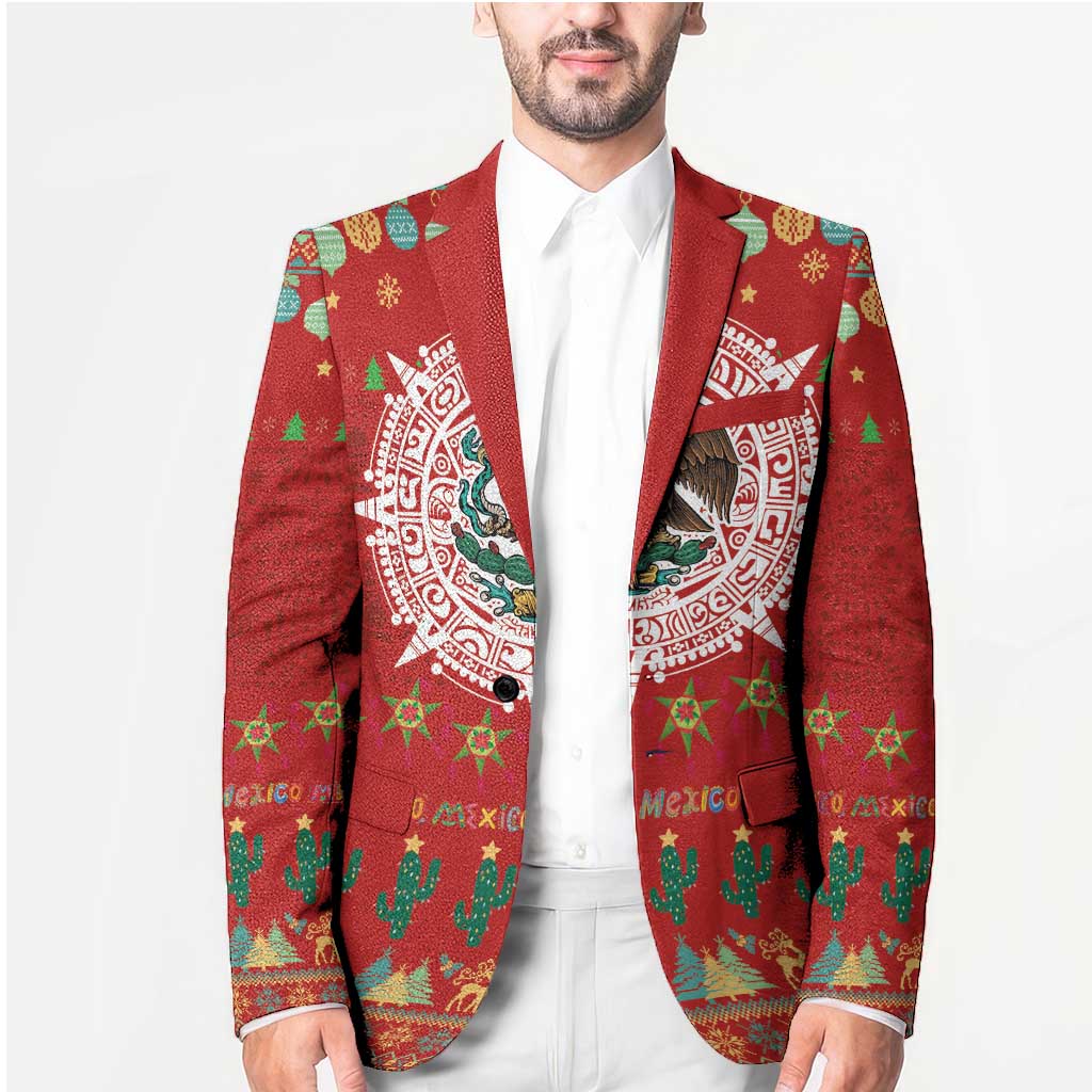 Mexico Merry Christmas Blazer Mexican Cultural Emblem Xmas Style - Wonder Print Shop