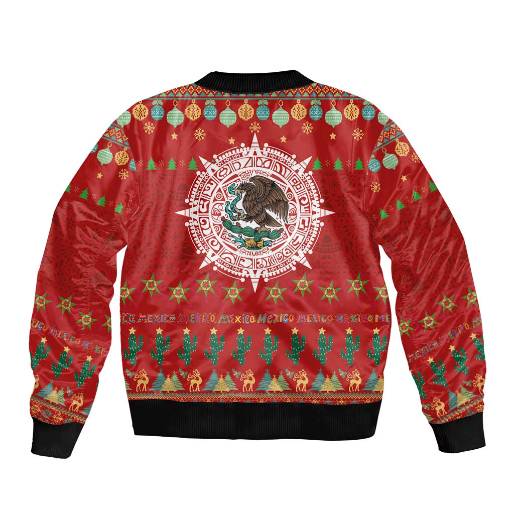 Mexico Merry Christmas Bomber Jacket Mexican Cultural Emblem Xmas Style - Wonder Print Shop