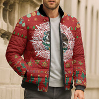 Mexico Merry Christmas Bomber Puffer Jacket Mexican Cultural Emblem Xmas Style - Wonder Print Shop