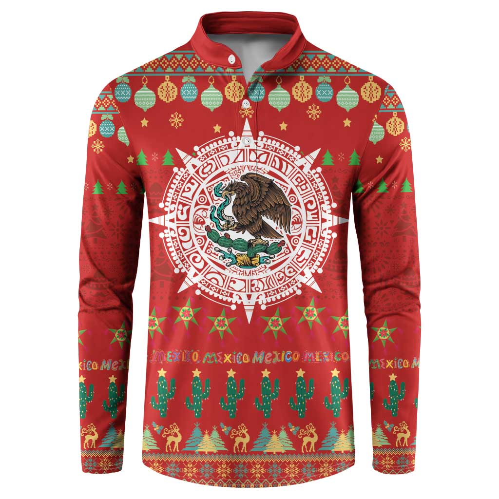 Mexico Merry Christmas Button Sweatshirt Mexican Cultural Emblem Xmas Style - Wonder Print Shop